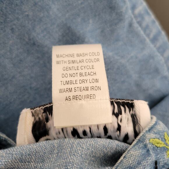 Country Store Denim Jacket Ladybug Floral Embroidery Zip Front Women Large - Picture 10 of 10